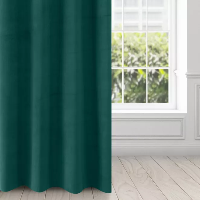 Zasłona ciemnozielona z matowego welwetu 140x250 cm przelotka - MILO