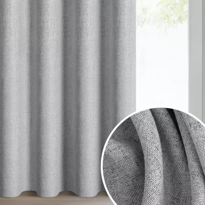 Zasłona stalowa o naturalnym melanżowym splocie 140x250 cm przelotka - LINDA