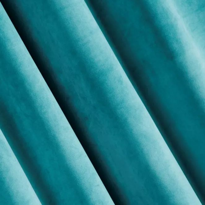 P277/38 Zasłona szyta na taśmie 5 cm ENYA turkusowa z miękkiej półmatowej tkaniny welwetowej