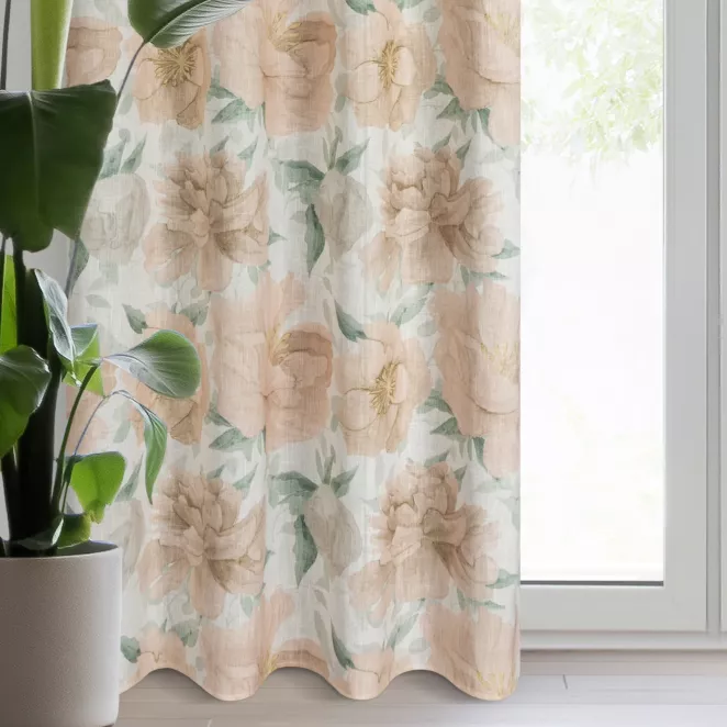 Zasłona naturalno, jasnopomarańczowa z dodatkiem lnu w stylu eko 140x250 cm przelotka - KARLA