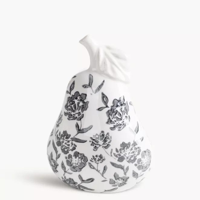 Figurka dekoracyjna biało, granatowa zdobiona roślinnym motywem 15x9x21 cm VIVIAN