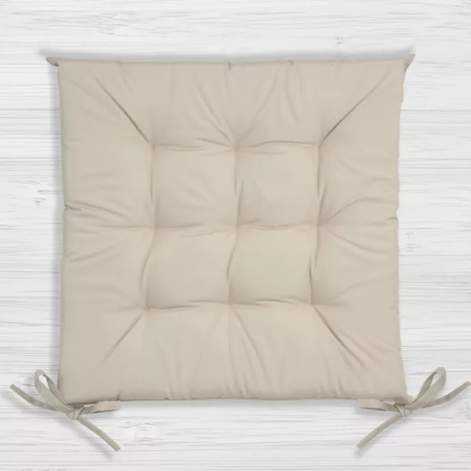 Poduszka na krzesło 40 x 40 x 5 cm wodoodporna kremowa z pikowaniem GARDEN