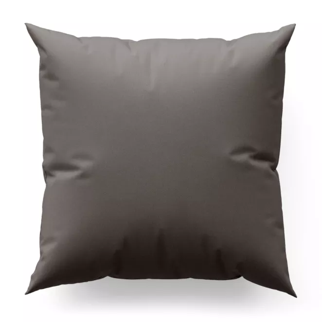 Poszewka szyta szara z gładkiej tkaniny zaciemniającej typu dimout wykończona obciążnikiem
