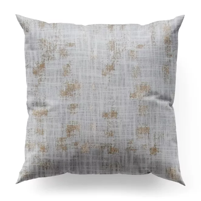 Poszewka szyta naturalno złocista z tkaniny o naturalnym splocie, zdobiona błyszczcącym nadrukiem Italissima Eva Minge