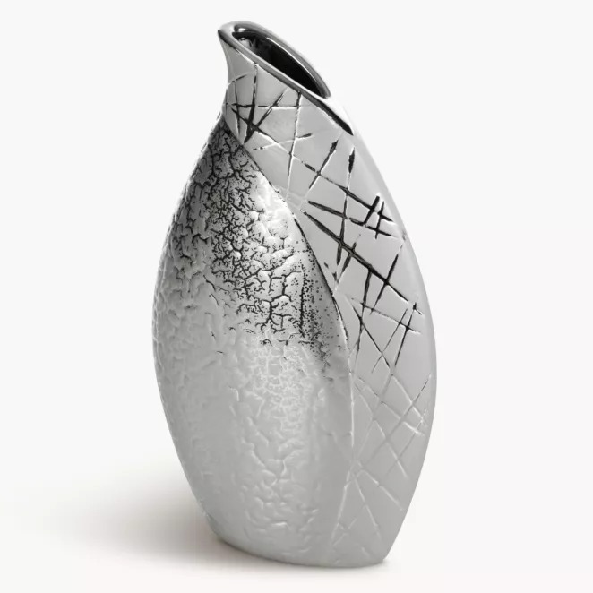 Wazon ceramiczny ALIRA łączący strukturalną powierzchnie z lśniącym wzorem