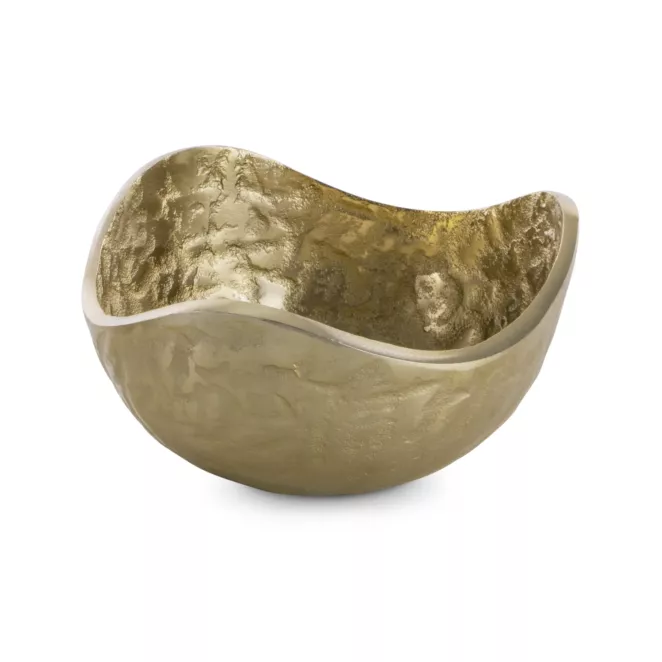 Metalowa misa PEDRO o falujących brzegach złota