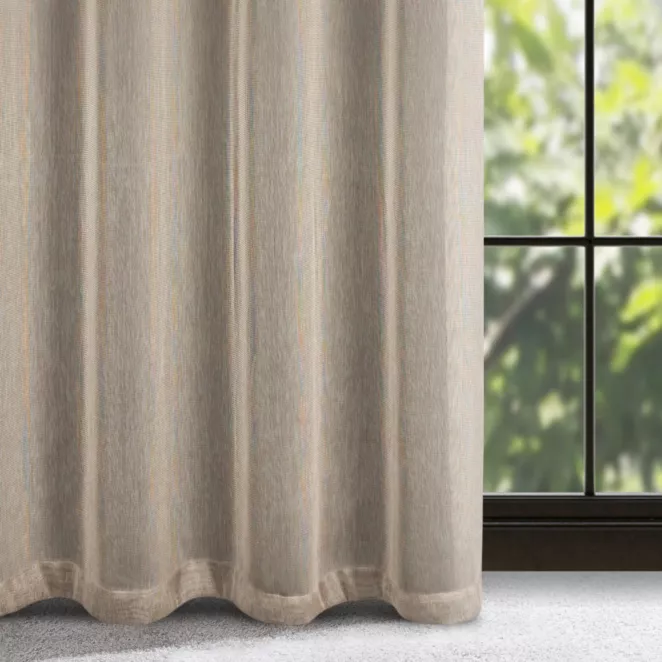 Zasłona beżowa o strukturze siateczki 140x250 cm przelotka - ADELA