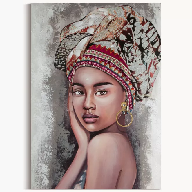 Obraz portret kobiety w turbanie ręcznie malowany na płótnie