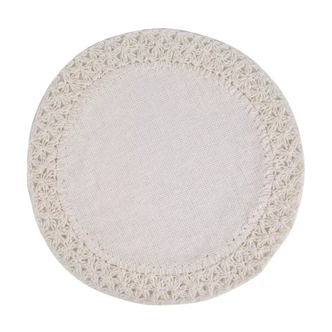 Podkładka okrągła na stół kremowa średnica 38 cm BOHO 11 pleciona z ozdobnym brzegiem