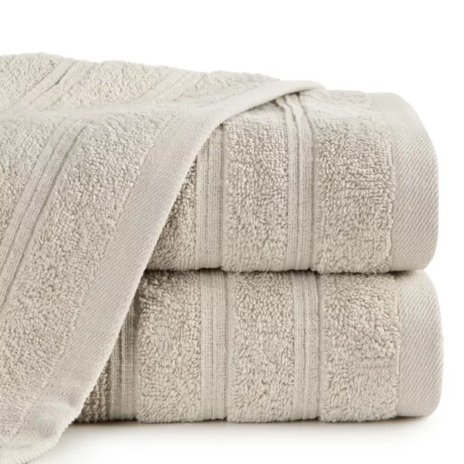 Ręcznik kąpielowy 50x90 cm bawełniany kolor beżowy w błyszczące paseczki AMIRA