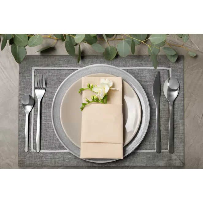 Komplet serwetek 4 szt biało, popielaty 30x40 cm MEGI zdobiony lamówką