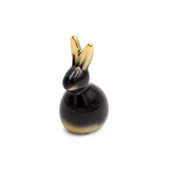 Figurka dekoracyjna ZAJĄCZEK w złoto-czarnej kolorystyce