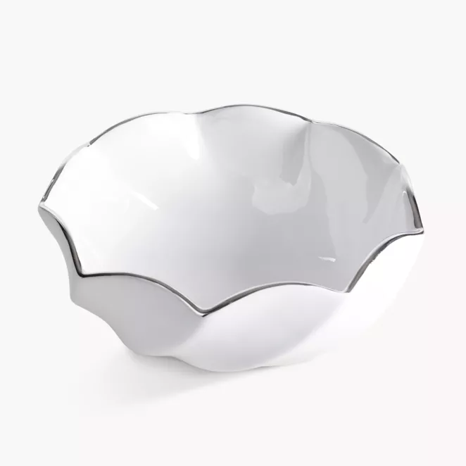 Misa dekoracyjna biało, srebrna 20x9 cm MELIA