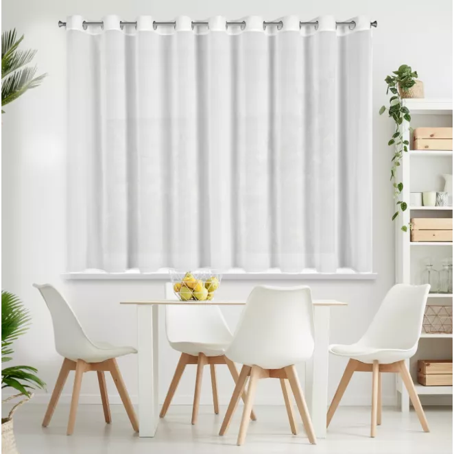 Firana biała z lekkiej tkaniny szyfonowej z delikatnym połyskiem 295x160 cm przelotka ARLETA