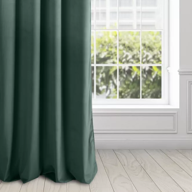 Zasłona welwetowa ciemnoturkusowa gładka 140x250 cm przelotka - PIERRE