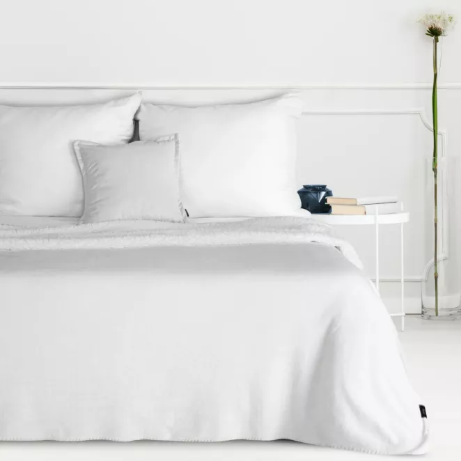 Koc 150x200 cm biały z miękkiego polaru ze strukturą baranka TEDY Eurofirany Premium