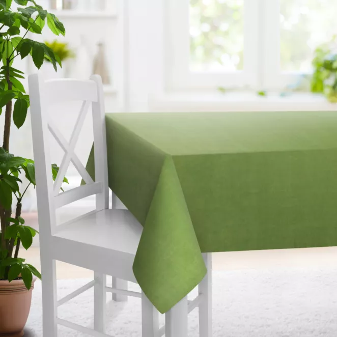Obrus szyty ENYA zielony z miękkiej półmatowej tkaniny welwetowej