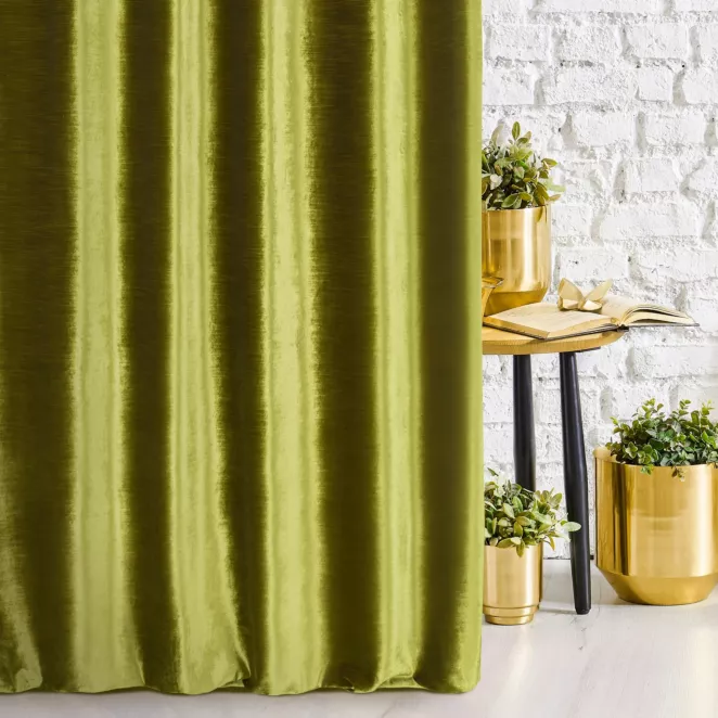 Tkanina zasłonowa, miękka, welwetowa z połyskiem, w poziome prążki z kolekcji Pierre Cardin
