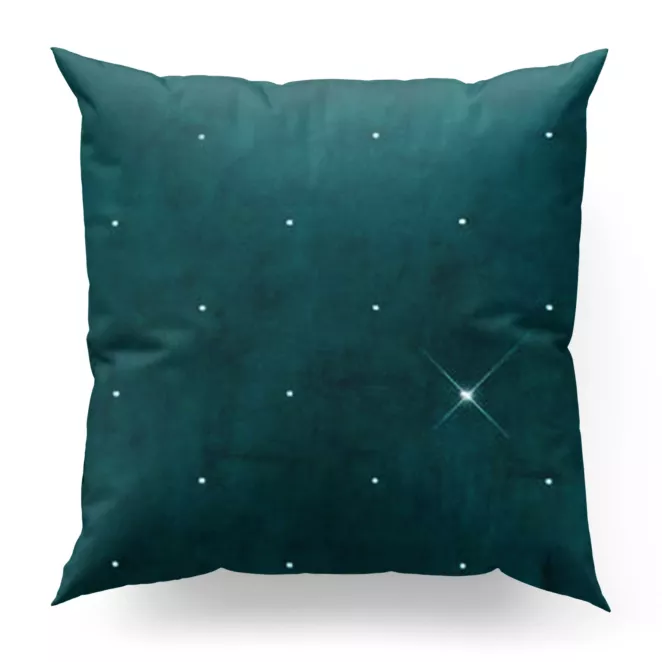 Poszewka szyta turkusowa z miękkiej, welwetowej tkaniny z błyszczącą cyrkonią Italissima Eva Minge