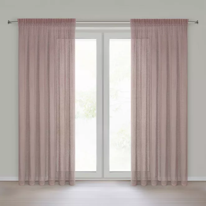 Zasłona z siateczki różowa 140x270 cm taśma - GABBY