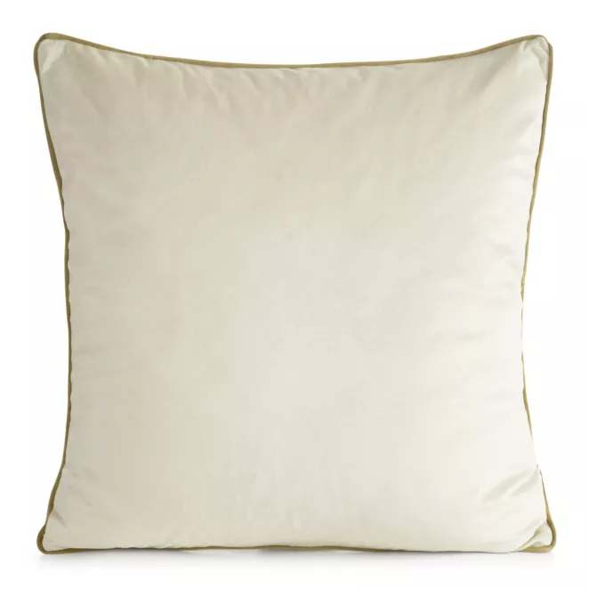 Poszewka na poduszkę 45x45 cm welwetowa kolor jasnobeżowy o delikatnym połysku z ozdobną lamówką GAJA 2