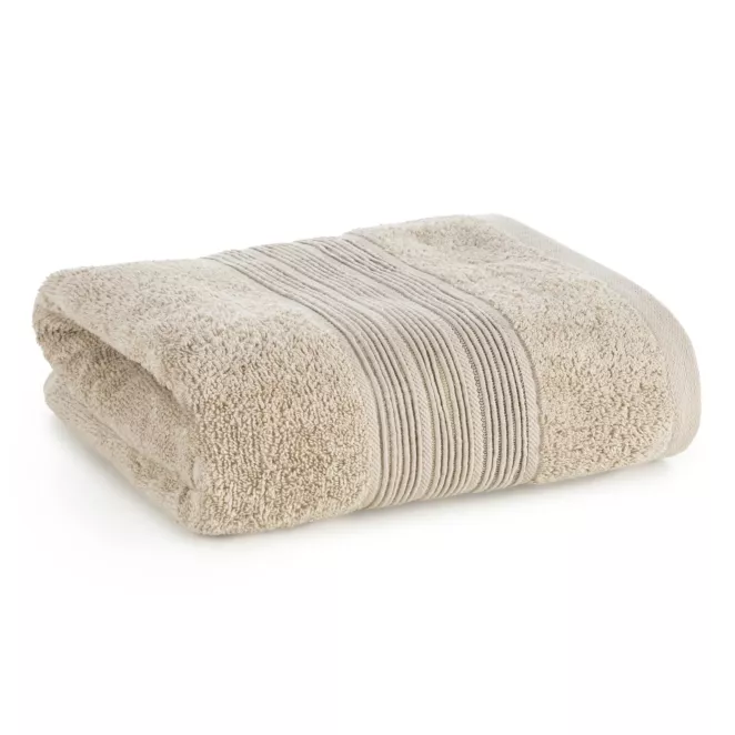 Ręcznik kąpielowy 70x140 cm bawełniany kolor beżowy w poziome paseczki 500 g/m2 VERANO