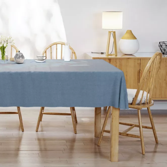 Obrus szyty DORA - HIT ciemnoniebieski z miękkiej tkaniny o welurowej strukturze