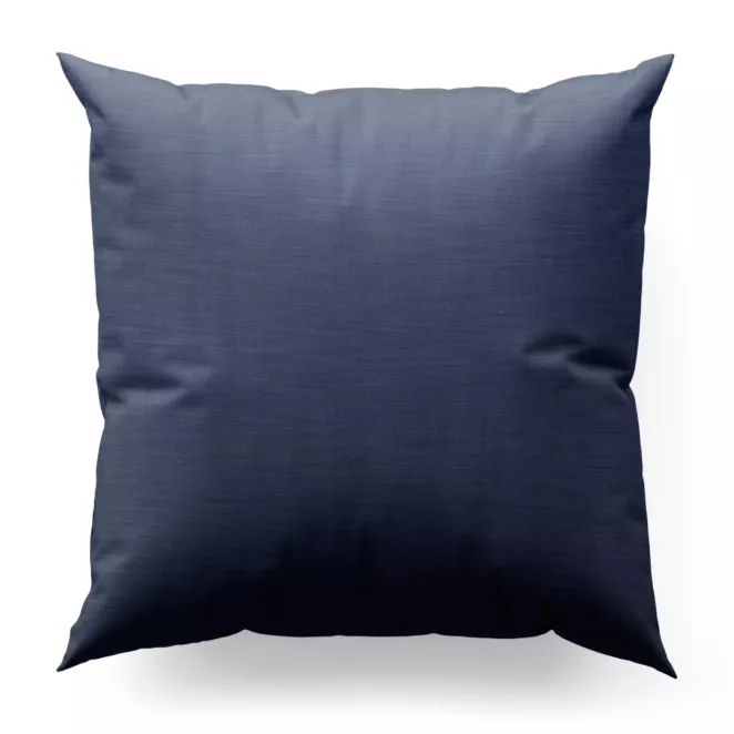 Poszewka szyta granatowa z miękkiej tkaniny o naturalnym splocie w stylu ekologicznym