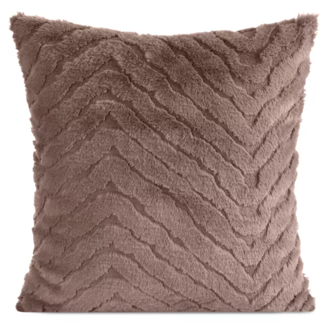 Poszewka na poduszkę 45x45 cm futrzana ciemnobeżowa zdobiona efektem 3D KATE