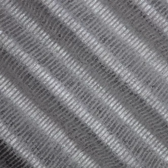 E30/2 Zasłona szyta na taśmie 5 cm popielato srebrna z tkaniny o naturalnym splocie w pasy, z delikatnym połyskiem