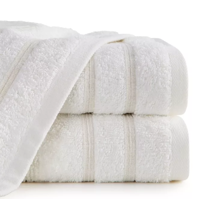 Ręcznik do rąk 30x50 cm bawełniany kolor kremowy w błyszczące paseczki AMIRA