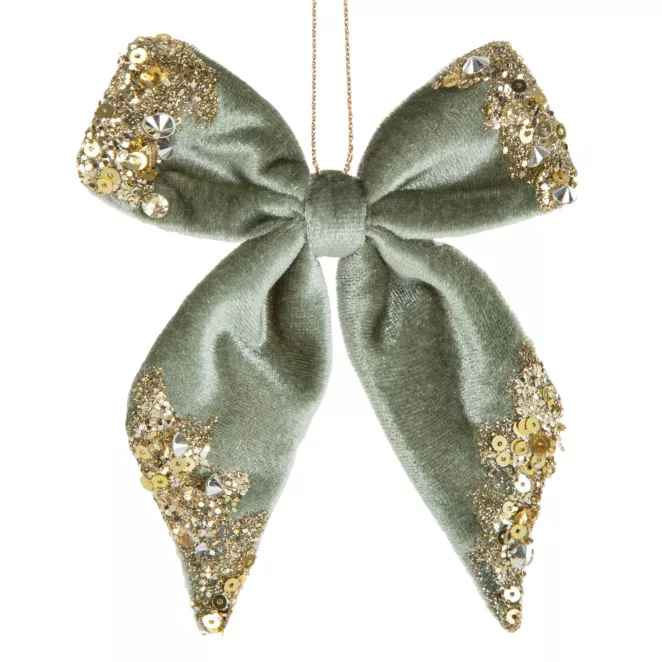 Ozdoba świąteczna choinkowa w kształcie KOKARDY z welwetu oraz błyszczących akcentów