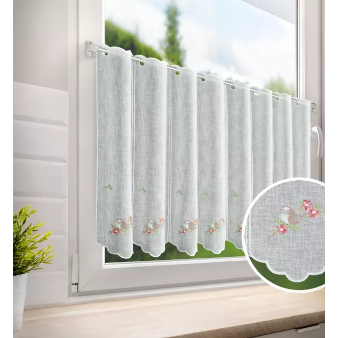 Tkanina firanowa zazdrostka z haftowanym wzorem