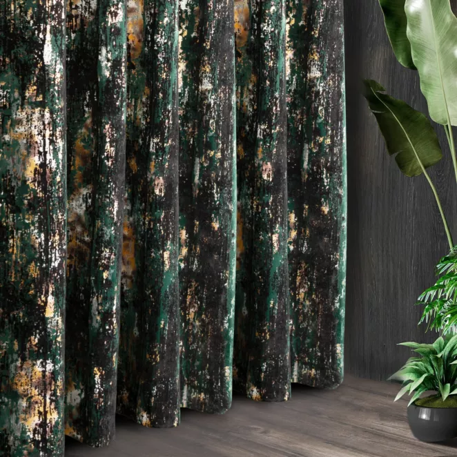 Tkanina zasłonowa welwet zdobiony metalicznym nadrukiem