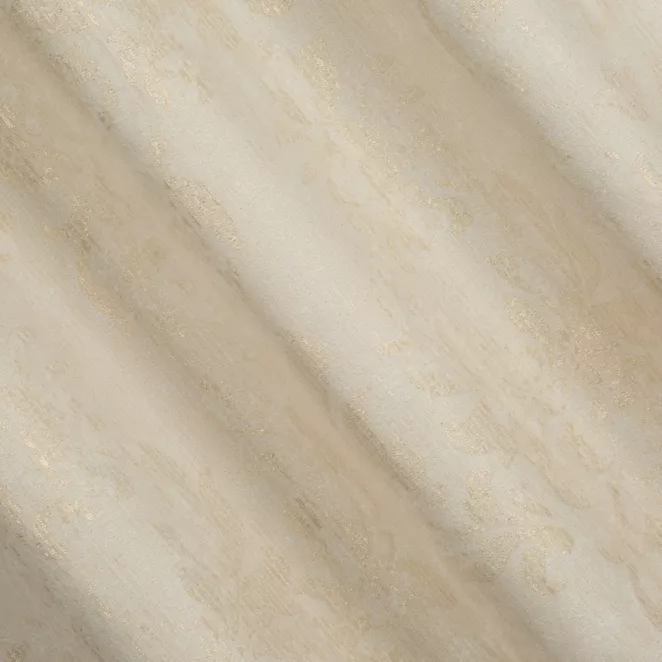 P243/5 Zasłona szyta na taśmie 5 cm kremowo złota z miękkiej tkaniny w ornamentowy wzór