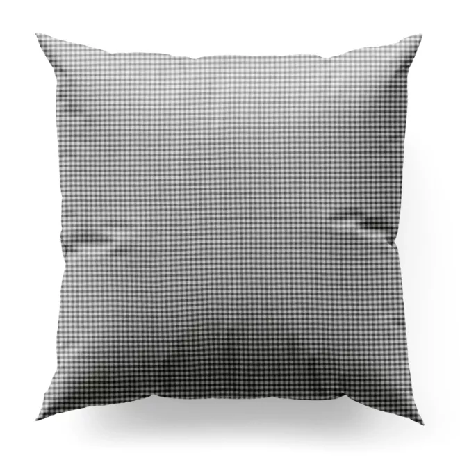 Poszewka szyta biało popielata z delikatnej tkaniny w kratkę