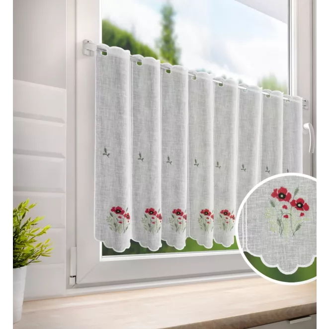 Tkanina firanowa zazdrostka z haftowanym wzorem