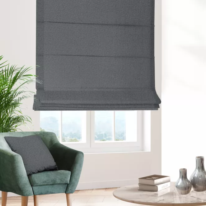 Roleta rzymska grafitowa z tkaniny z jodełkowym wzorem geometrycznym