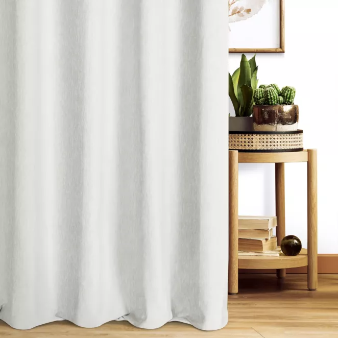 Zasłona szyta na taśmie 5 cm naturalna z miękkiej szenilowej tkaniny z efektem melanżu