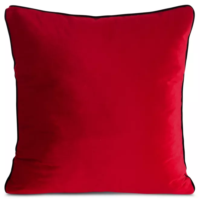 Poszewka na poduszkę 60x60 cm welwetowa, czerwona o delikatnym połysku z ozdobną lamówką GAJA 2