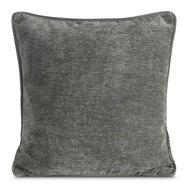 Poszewka na poduszkę 45x45 cm stalowa z szenilowej tkaniny i wypustką na brzegach KLARA 03