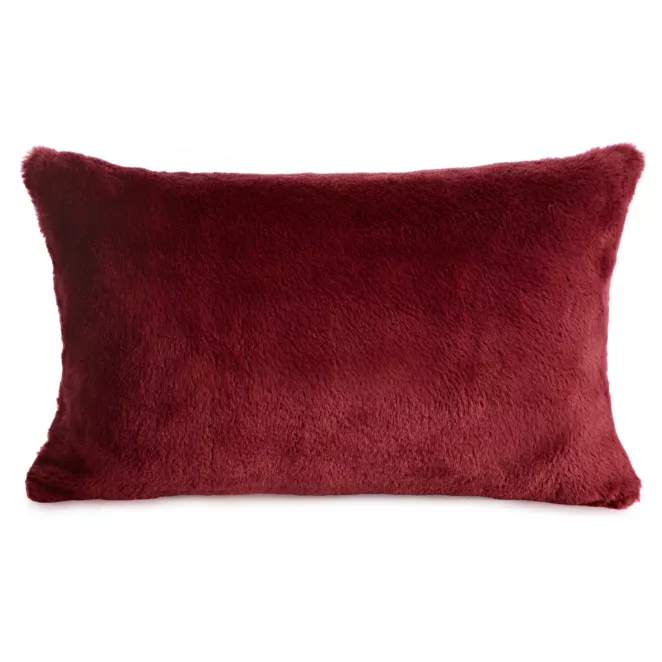 Poszewka na poduszkę 30x50 cm bordowa z miękkiej futrzanej tkaniny NINA