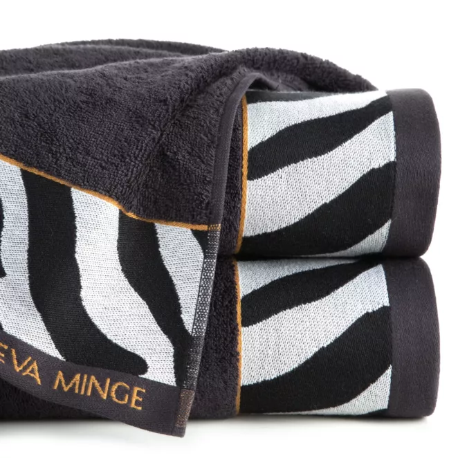 Ręcznik kąpielowy 50X90 cm bawełniany kolor czarny,szary z designerską bordiurą 500 g/m2 EVA 22 Eva Minge