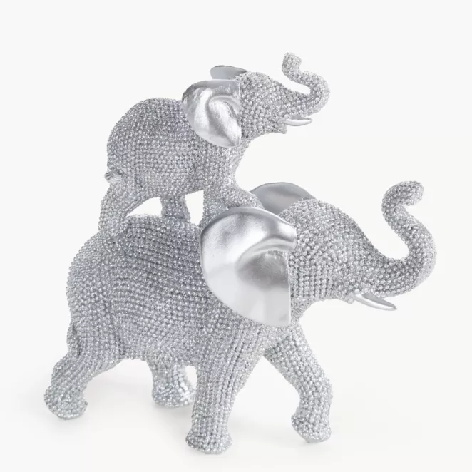 Figurka srebrna w kształcie słonia o drobnym strukturalnym wzorze 17x6x17 cm ELDO