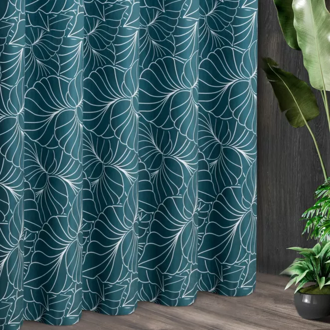 Tkanina zasłonowa miękki welwet, z graficznym wzorem liści