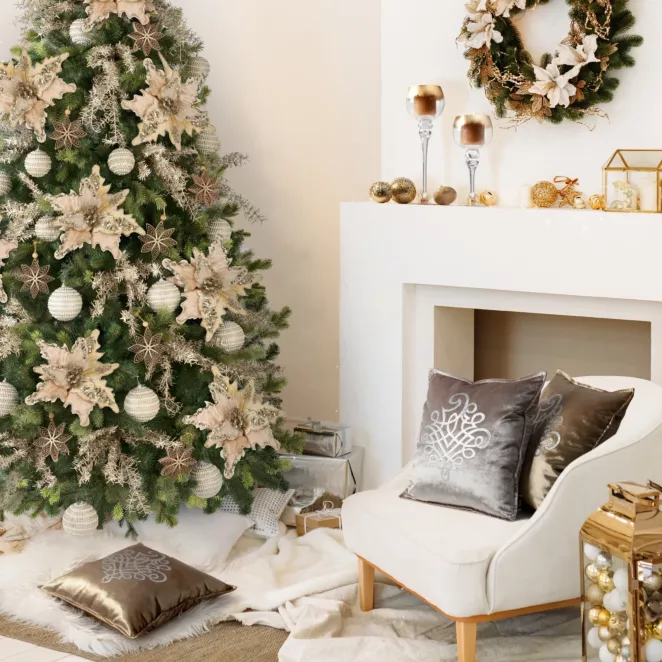 Zestaw ozdób choinkowych 138 szt. BEŻOWA ELEGANCJA