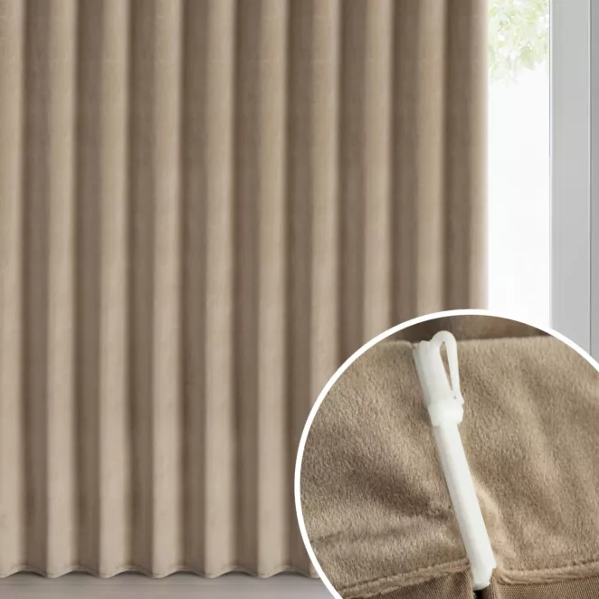 Zasłona ciemnobeżowa z welwetowej tkaniny 125x270 cm (wymiar podany na gotowo) system flex - MELANIE