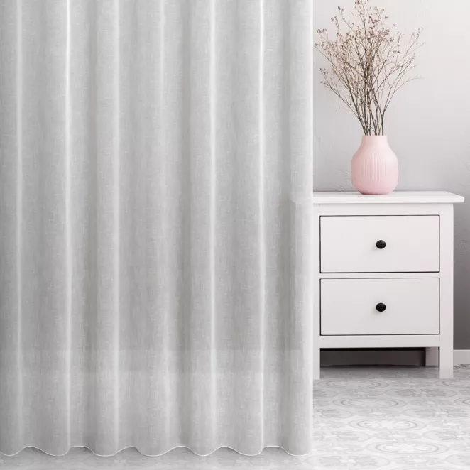 Firana szyta na taśmie 5 cm ALBERTA kremowa z półprzezroczystej matowej tkaniny o naturalnym splocie