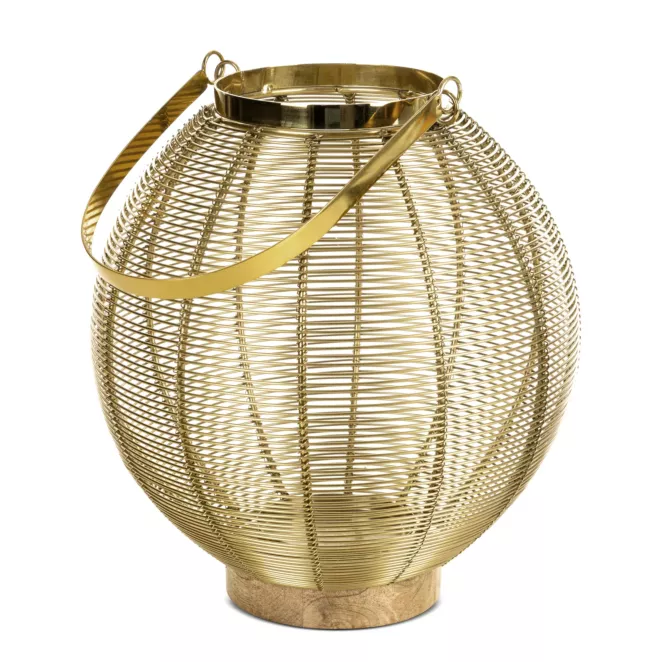 Lampion dekoracyjny MELA złoty z metalu