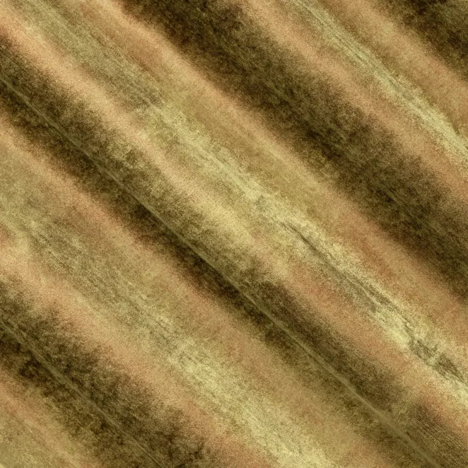 E20/14 Zasłona szyta na taśmie 5 cm oliwkowo miedziana z welwetowej, miękkiej tkaniny, z połyskującym nadrukiem